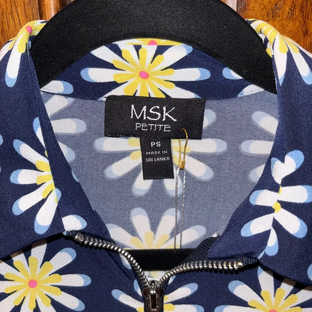 MSK Petite Retro Navy Floral Patterned Dress - Picture 4 of 4